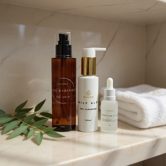 The Glow Starter – 3-Step Skincare Set for Beginners | Cleanser, Serum & Oil | Bambière