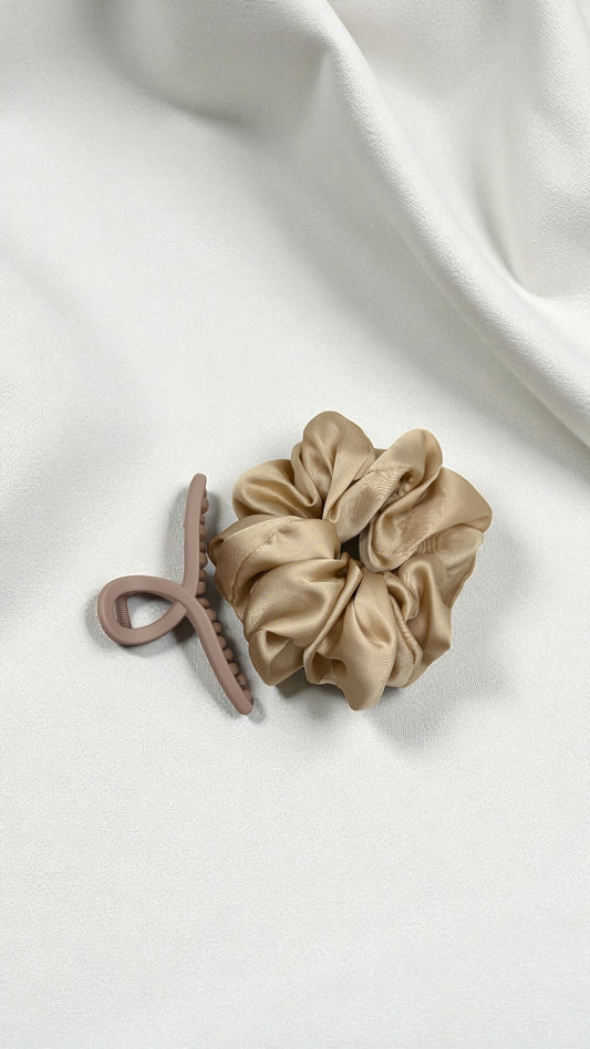Luxe Hair Set: Silk Scrunchie & Clip