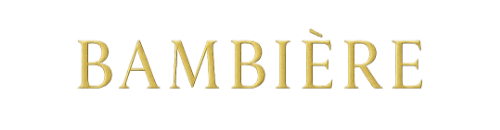 Gold 'Bambière' text on a white background