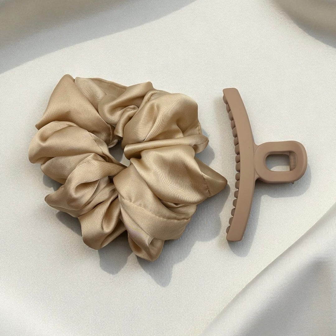 Luxe Hair Set: Silk Scrunchie & Clip - Bambière