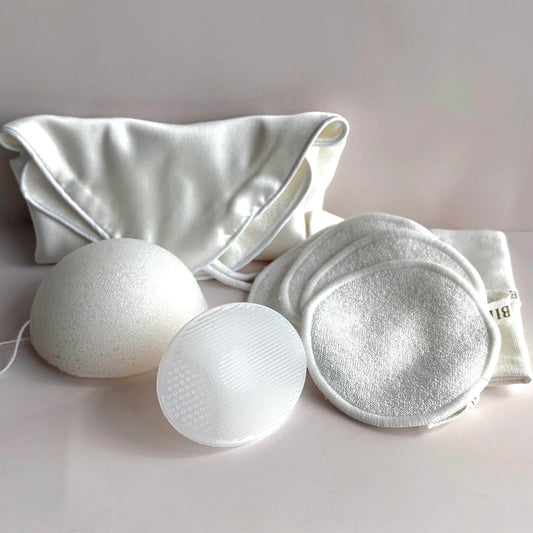 The Linen Ritual Set | Luxurious Silk, Bamboo Cotton, and Natural Konjac Sponge - Bambière